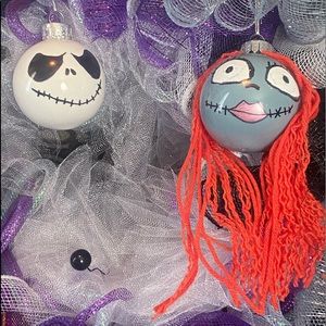 Handmade Jack and Sally Plastic Ornaments